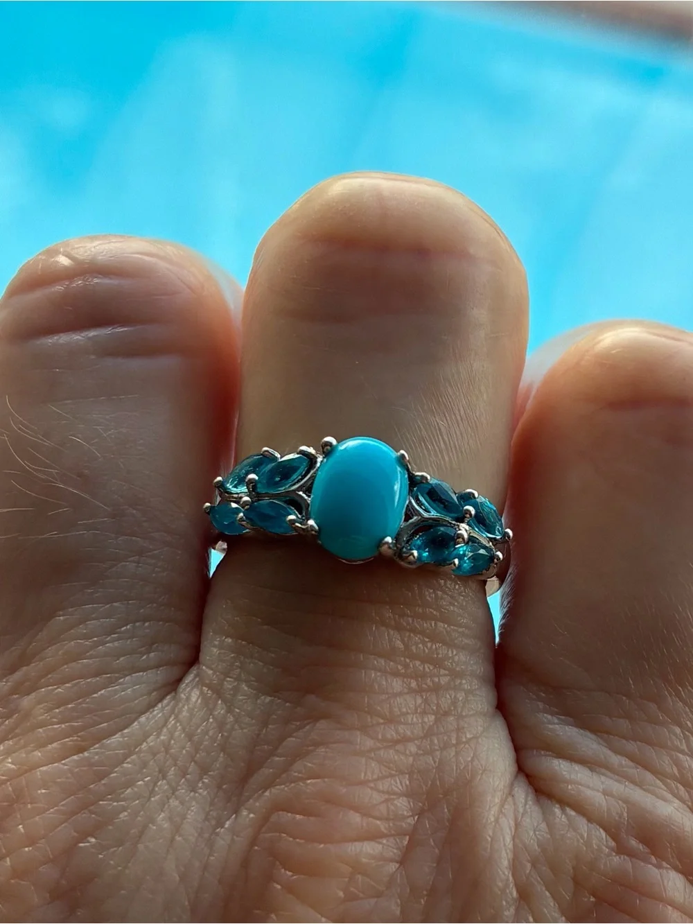 Sleeping Beauty Turquoise & Blue Apatite Band Ring